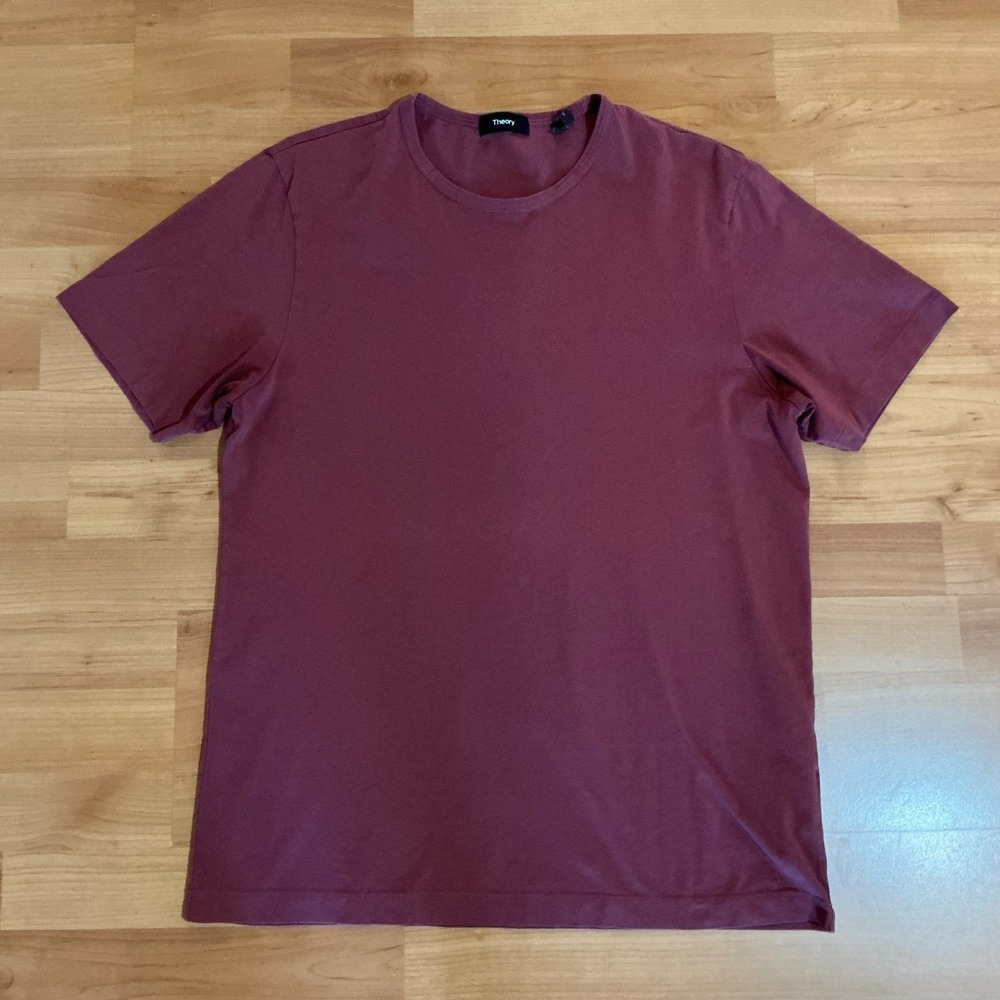 Theory Precise Luxe Tee Maroon Pima Cotton T Shirt Mens Large L Crewneck